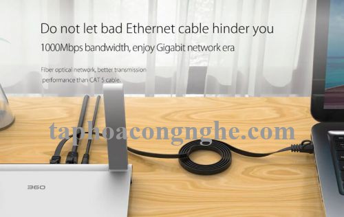 Orico 98192 PUG-C6B-30-BK CAT6 Dây dẹp dài 3M màu Đen Cáp mạng 30098192